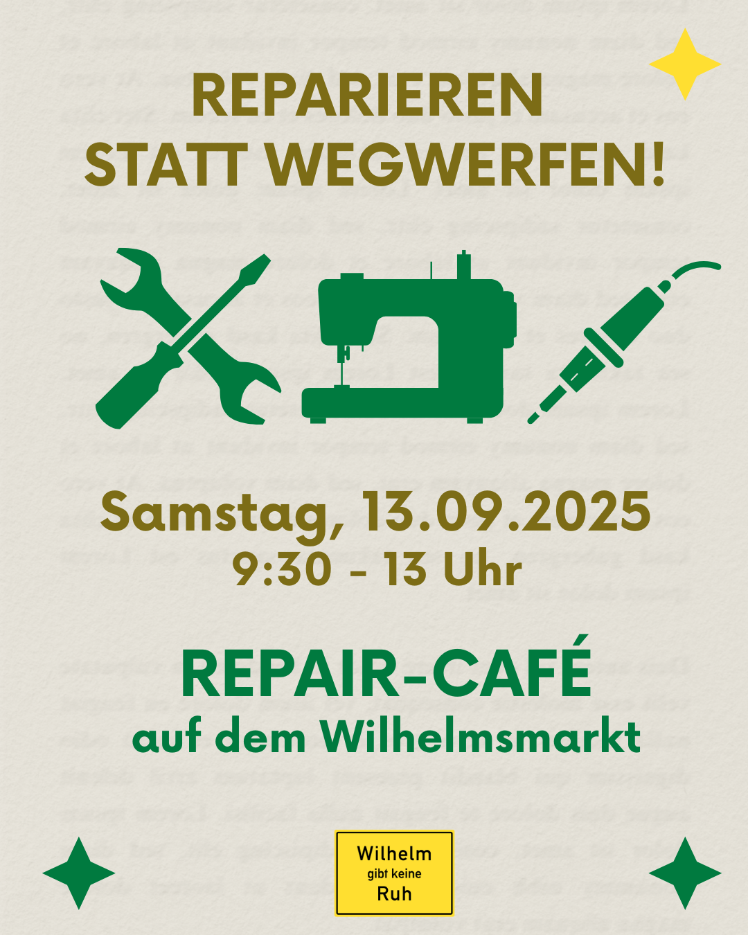 Wilhelm gibt keine Ruh eröffnet ein Repair-Café – Mach mit!